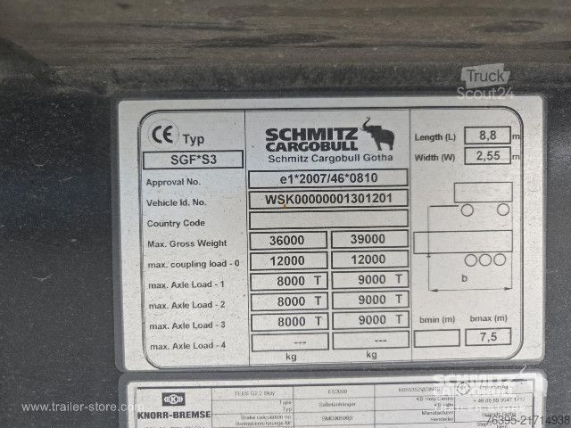 Sklápací náves Schmitz Cargobull Semitrailer Tipper Alu-square sided body 24m³