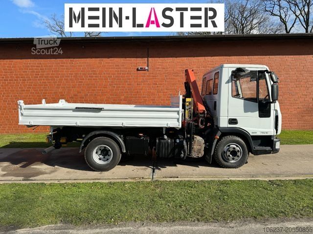 Trevägs tippbil IVECO ML75E16 3 S-Kipper Kran PK  9,4m-550 kg Greifer