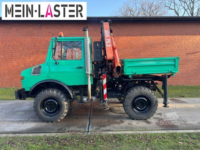 Grue montée sur camion UNIMOG U 1200 Atlas 75.2 Kran 14 m Funk FB  *1. Hand