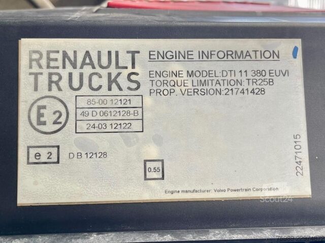 Transport av storfe Renault C380 382430 km,  chicken transport,  EURO 6, PA...