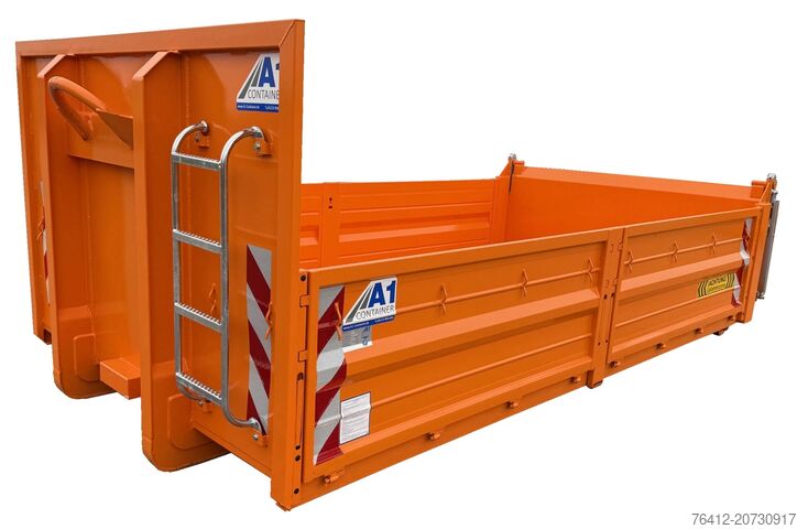 Roll-off container A1 Container STAHL-Kippaufbau 8 m³ ? Bordwände ? Pendelklappe abklappbar ? 2011 Tieforange ? Abrollcontainer