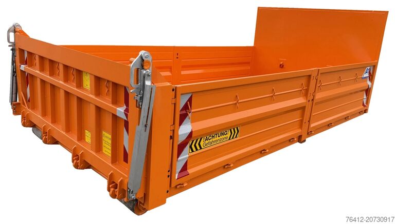 Roll-off container A1 Container STAHL-Kippaufbau 8 m³ ? Bordwände ? Pendelklappe abklappbar ? 2011 Tieforange ? Abrollcontainer