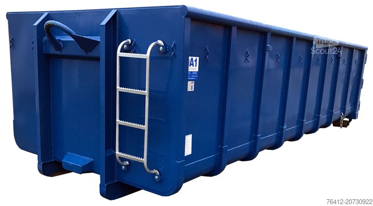 Roll-off container A1 Container Normbehälter 22 m³ - Doppelflügeltür - RAL 5010 Enzianblau - Abrollcontainer