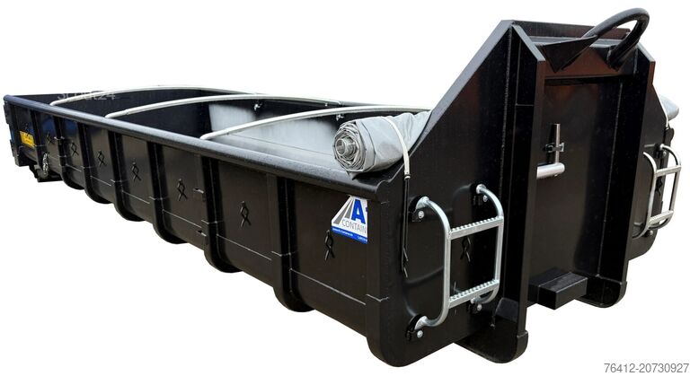 Roll-off container A1 Container Normbehälter 11 m³ - Rollplane - Doppelflügeltür - RAL 9005 Tiefschwarz - Abrollcontainer