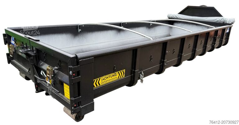 Roll-off container A1 Container Normbehälter 11 m³ - Rollplane - Doppelflügeltür - RAL 9005 Tiefschwarz - Abrollcontainer