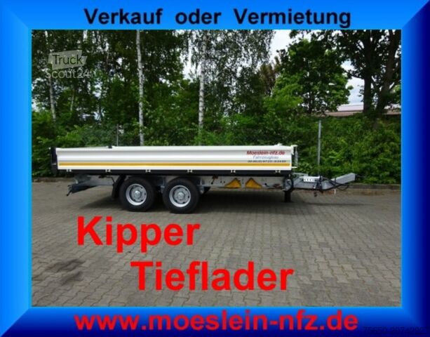 Самосвално ремарке Möslein TTD 11 Weiß neuer Tandem 3- Seitenkipper Tieflader-- Neufahrzeug --