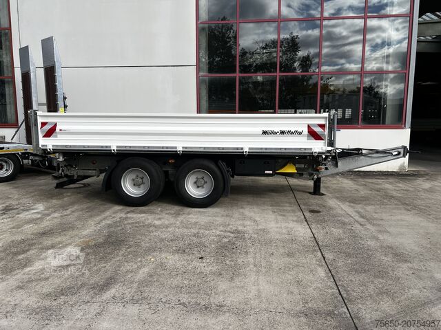 Tresidet tipvognstrailer Müller Mitteltal TA-2 14,4 t Tandemkipper- Tieflader Breitbereifung NEUWERTIG