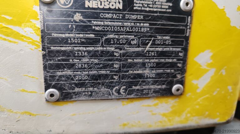 Mini tombereau Wacker Neuson 1501.0