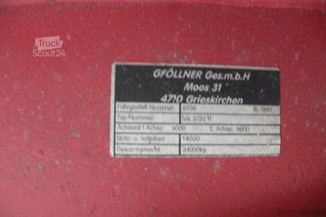 Semiremorcă cu platformă joasă  Gföllner SAL 2/20 TL - TIEFBETT - Nr.: 636