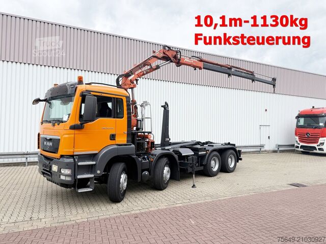 Camion benne à bras amovible MAN TGS 35.440 8x4 BL TGS 35.440 8x4 BL, Meiller 19.62, Atlas Kran 135.2-A3, Funk