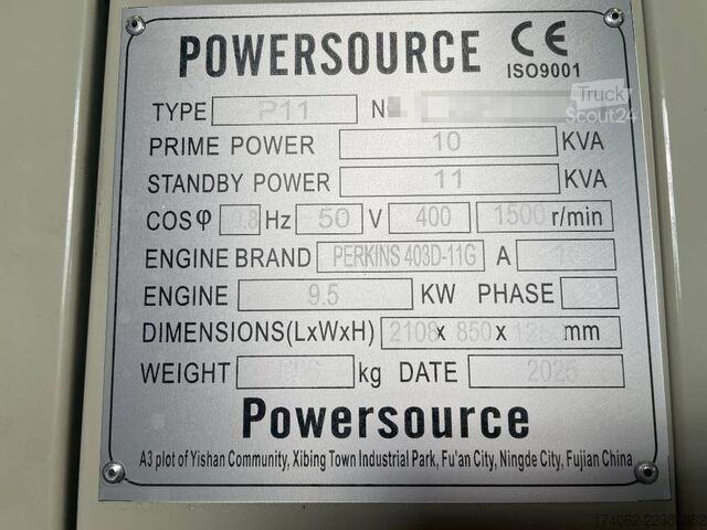Agrega Perkins 403D-11G - 11 kVA Used Generator - DPX-12667