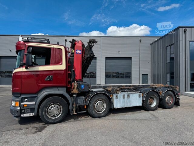 Jeřáb na nákladním automobilu SCANIA R490 8x2*6 Euro 6 Tipper / Crane HMF 3220 K6
