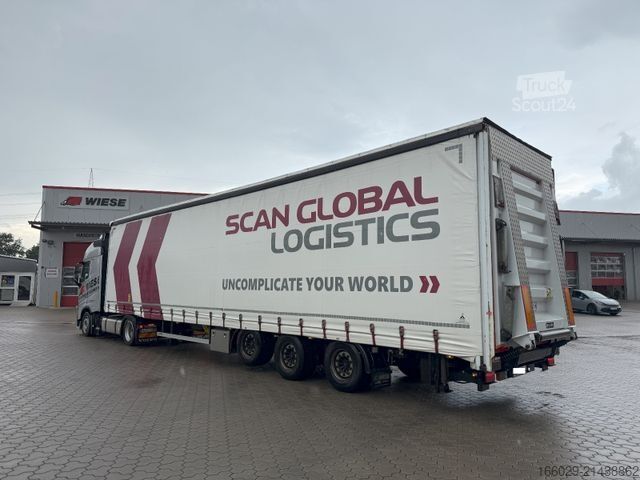 Open oplegger met zeil  Wiese Mega Schiebeplane mit Dhollandia Rampe 9t