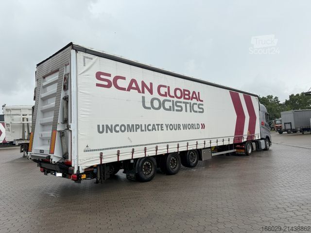 Open oplegger met zeil  Wiese Mega Schiebeplane mit Dhollandia Rampe 9t