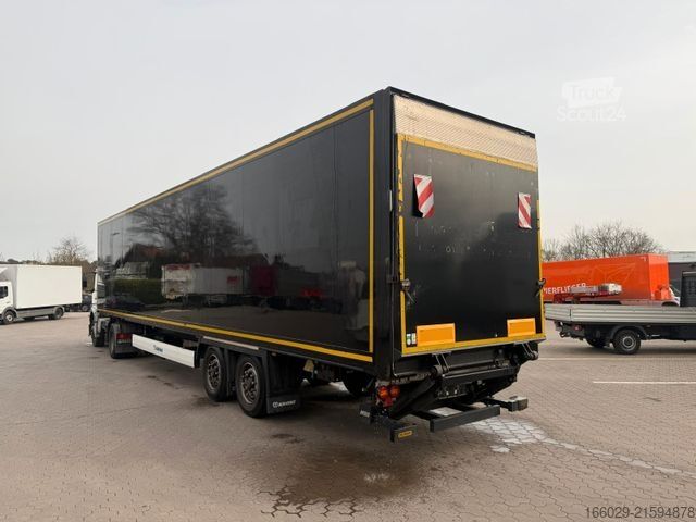 Furgona puspiekabe KRONE Sattelanhänger Koffer mit Ladebordwand