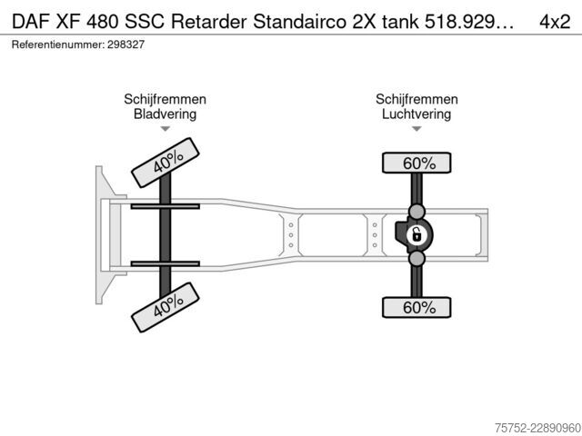 Standaard-SZM DAF XF 480 SSC Retarder Standairco 2X tank 518.929K...