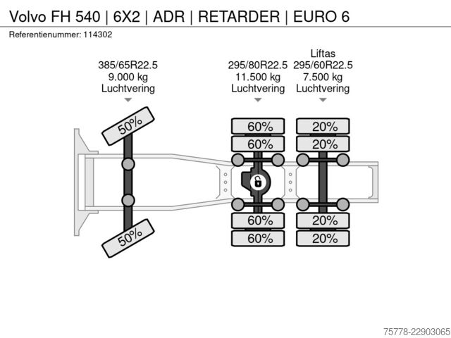 Padrão-SZM Volvo FH 540 | 6X2 | ADR | RETARDER | EURO 6