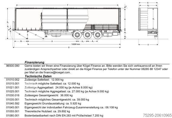 Auflieger mit Pritsche & Plane KÖGEL 3Achs Standard Curtainsider Liftachse PalKasten