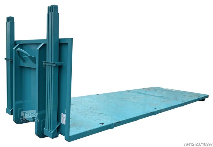 Roll-off container A1 Container Plattform 7 Meter - Steckrungen - Zurrösen - RAL 5018 Türkisblau - Abrollcontainer