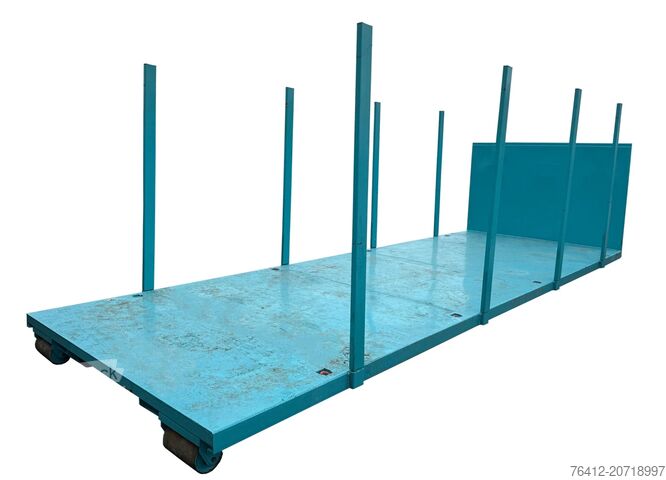 Roll-off container A1 Container Plattform 7 Meter - Steckrungen - Zurrösen - RAL 5018 Türkisblau - Abrollcontainer