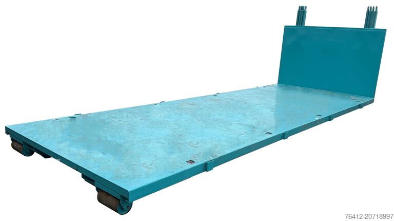 Roll-off container A1 Container Plattform 7 Meter - Steckrungen - Zurrösen - RAL 5018 Türkisblau - Abrollcontainer