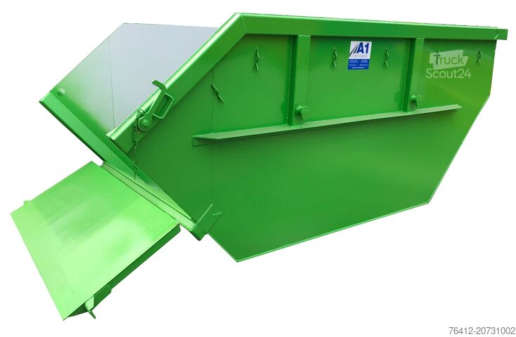 Krogcontainer A1 Container Absetzmulde 7 m³ mit Bauschuttklappe - RAL 6018 Gelbgrün - Absetzcontainer