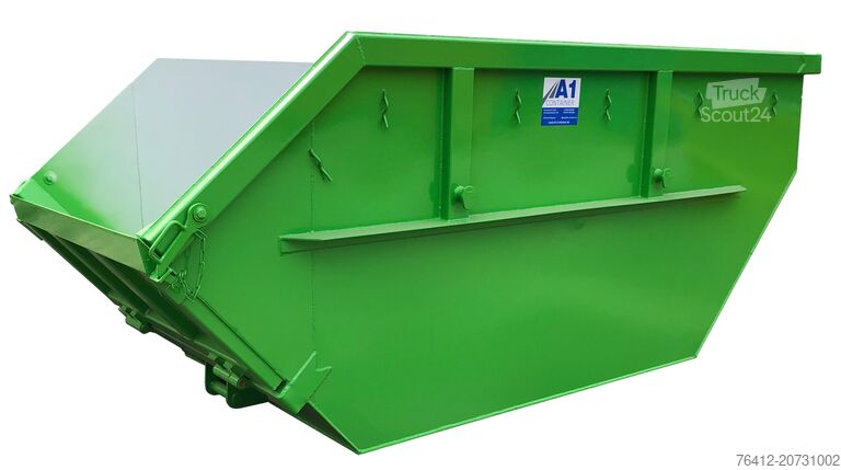 Krogcontainer A1 Container Absetzmulde 7 m³ mit Bauschuttklappe - RAL 6018 Gelbgrün - Absetzcontainer