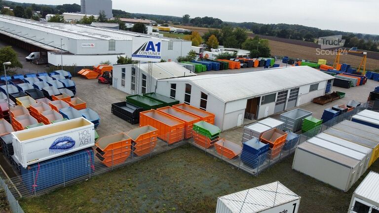 Krogcontainer A1 Container Absetzmulde 7 m³ mit Bauschuttklappe - RAL 6018 Gelbgrün - Absetzcontainer