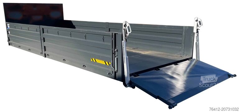 Roll-off container A1 Container STAHL-Kippaufbau 12 m³ - Bordwände - Pendelklappe abklappbar - RAL 7016 Anthrazitgrau - Abrollcontainer