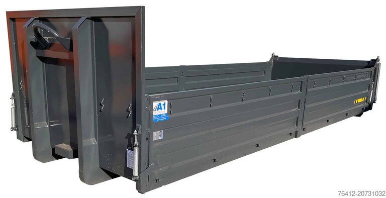 Roll-off container A1 Container STAHL-Kippaufbau 12 m³ - Bordwände - Pendelklappe abklappbar - RAL 7016 Anthrazitgrau - Abrollcontainer