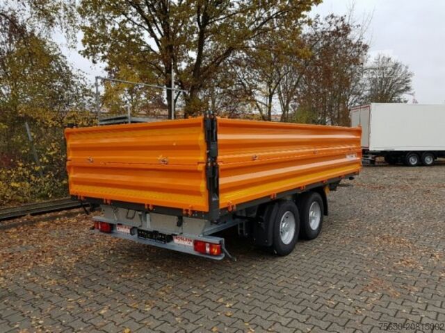 Kiepaanhangwagen Möslein TTD13- BA Orange 13 t Tandem Kipper Tiefladermit Bordwand- Aufsatz-- Neufahrzeug --