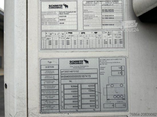 Low loader semitrailer SCHMITZ SCB S3B KüHLAUFLIEGER, TK SLXE 400, BLUMENBREITE