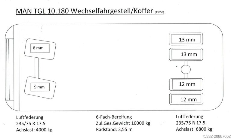 Camión caja MAN TGL 10.180 Wechselkoffer 5,2 m Klima