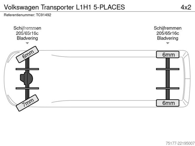 Пассажирский транспорт VW Transporter L1H1 5-PLACES