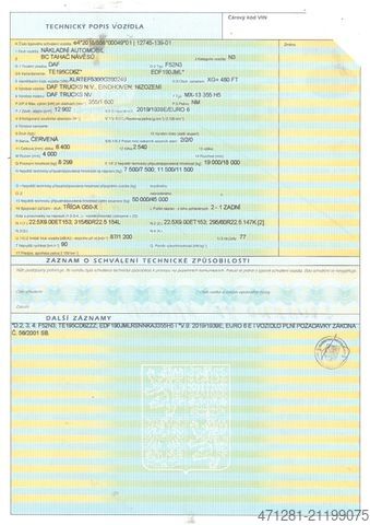 Volume tractor unit DAF XG+ 480 SSC MEGA E6 + PARKCLIMA + NAVI + ALCOA