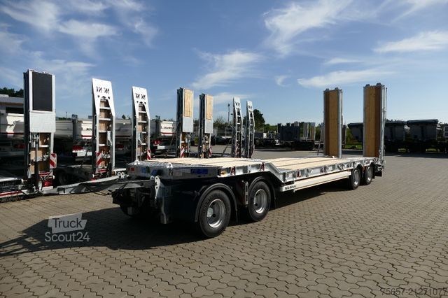 Žemagrindė platforma priekaba MÜLLER-MITTELTAL 4-achs Anh. Tieflader, Klapprampe, Gummibelag