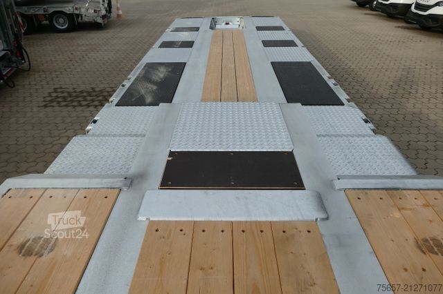 Žemagrindė platforma priekaba MÜLLER-MITTELTAL 4-achs Anh. Tieflader, Klapprampe, Gummibelag