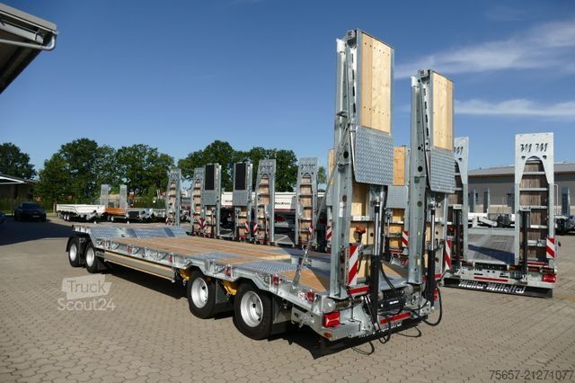 Žemagrindė platforma priekaba MÜLLER-MITTELTAL 4-achs Anh. Tieflader, Klapprampe, Gummibelag