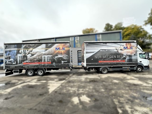 Transporter mit Pritsche & Plane MERCEDES-BENZ 818L Atego+Müller Mitteltal Tandem Anhänger