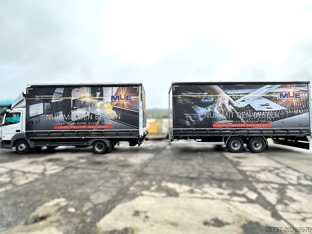 Transporter mit Pritsche & Plane MERCEDES-BENZ 818L Atego+Müller Mitteltal Tandem Anhänger