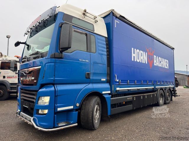 Camion cu platformă și prelată MAN TGX 26.500 PRITSCHE+PLANE+KRAN HMF*EURO6*2017*