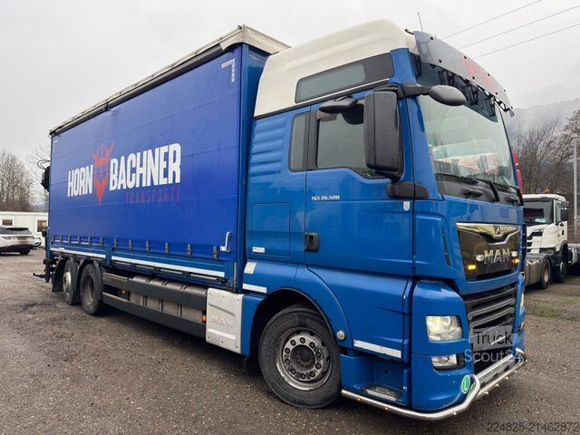 Camion cu platformă și prelată MAN TGX 26.500 PRITSCHE+PLANE+KRAN HMF*EURO6*2017*