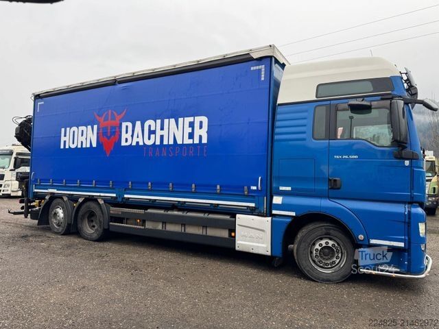 Camion cu platformă și prelată MAN TGX 26.500 PRITSCHE+PLANE+KRAN HMF*EURO6*2017*