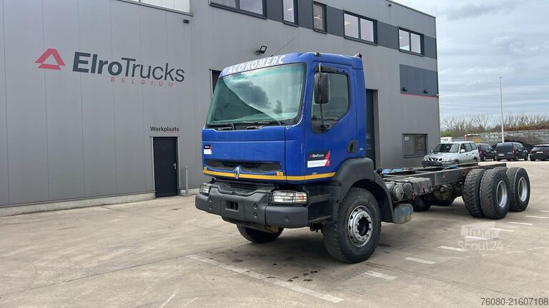 Chassi med hytt Renault Kerax 385 (POMPE MANUELLE / LAMES / GRAND PONT ...