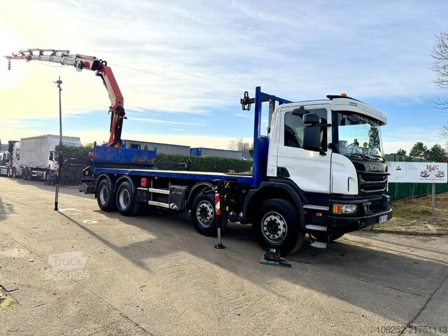 Nakladalna ploščad Scania P410 8x4 PRITSCHE + KRAN PALFINGER PK33002 F (7...