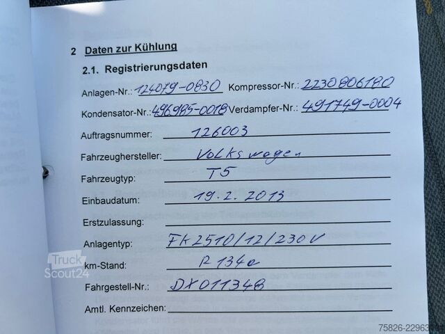 Furgão frigorífico VW T5 Kühlkasten*KONVEKTA*0°*1.Hand*Standkühlung*