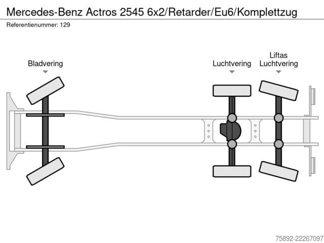 الخطط Mercedes-Benz Actros 2545 6x2/Retarder/Eu6/Komplettzug