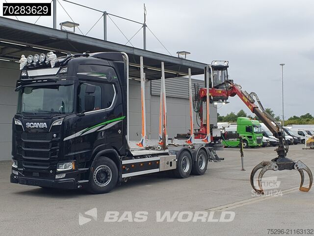 Transportador de madera Scania S650 S 6X4 Tajfun LIV100K Kran Holztransport Re...