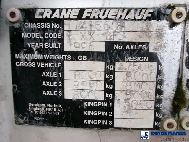 Танк Crane Fruehauf Chemical tank inox 22.5 m3 / 1 comp
