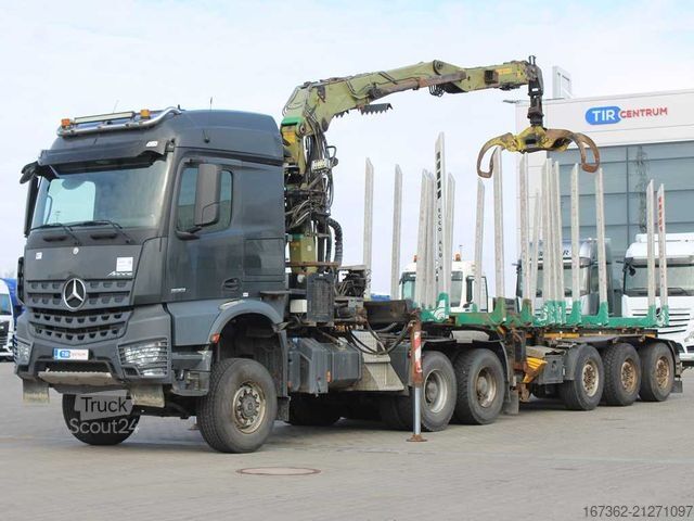 Jeřáb na nákladním automobilu MERCEDES-BENZ Arocs 3351, 6x6, CRANE LOGLIFT ET450, + DOLL